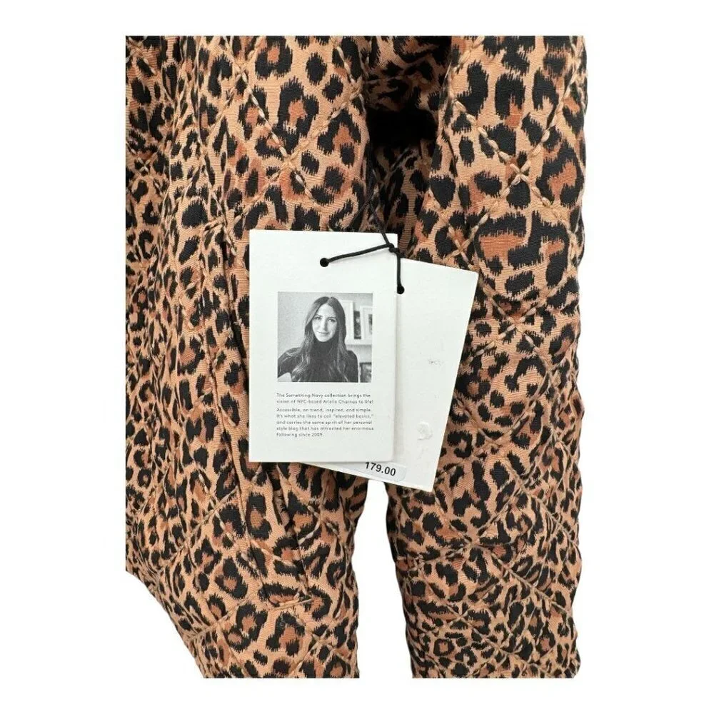 Something Navy Leopard Black Reversible Quilted Jacket NWT - Picture 14 of 14